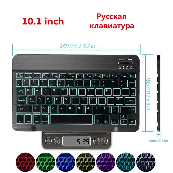 RUkey-backlit Русская клавиатура универсальная тонкая портативная беспроводная Bluetooth 3,0 клавиатура со встроенным аккумулятором для iPad Tablet PC Windows android - Цвет: RUkey-backlit