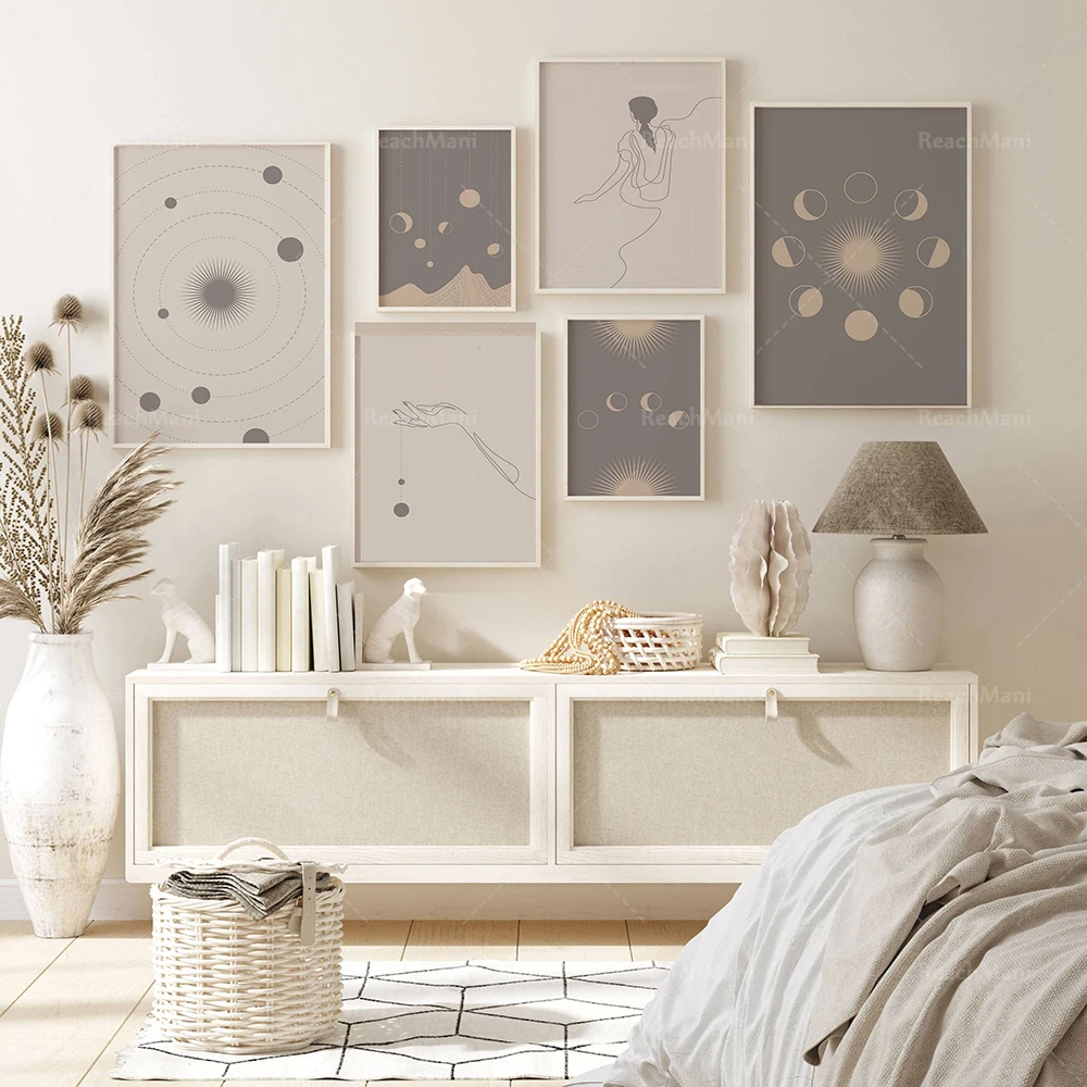 

Geometric Celestial Bohemian Poster Wall Art Canvas Painting Bohemian Printing Picture Living Room Interior Home Decoration