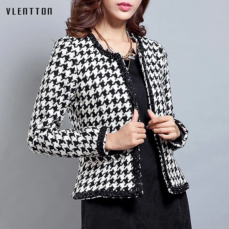 Новинка 2019 осенне-зимняя женская куртка винтажное клетчатое приталенное