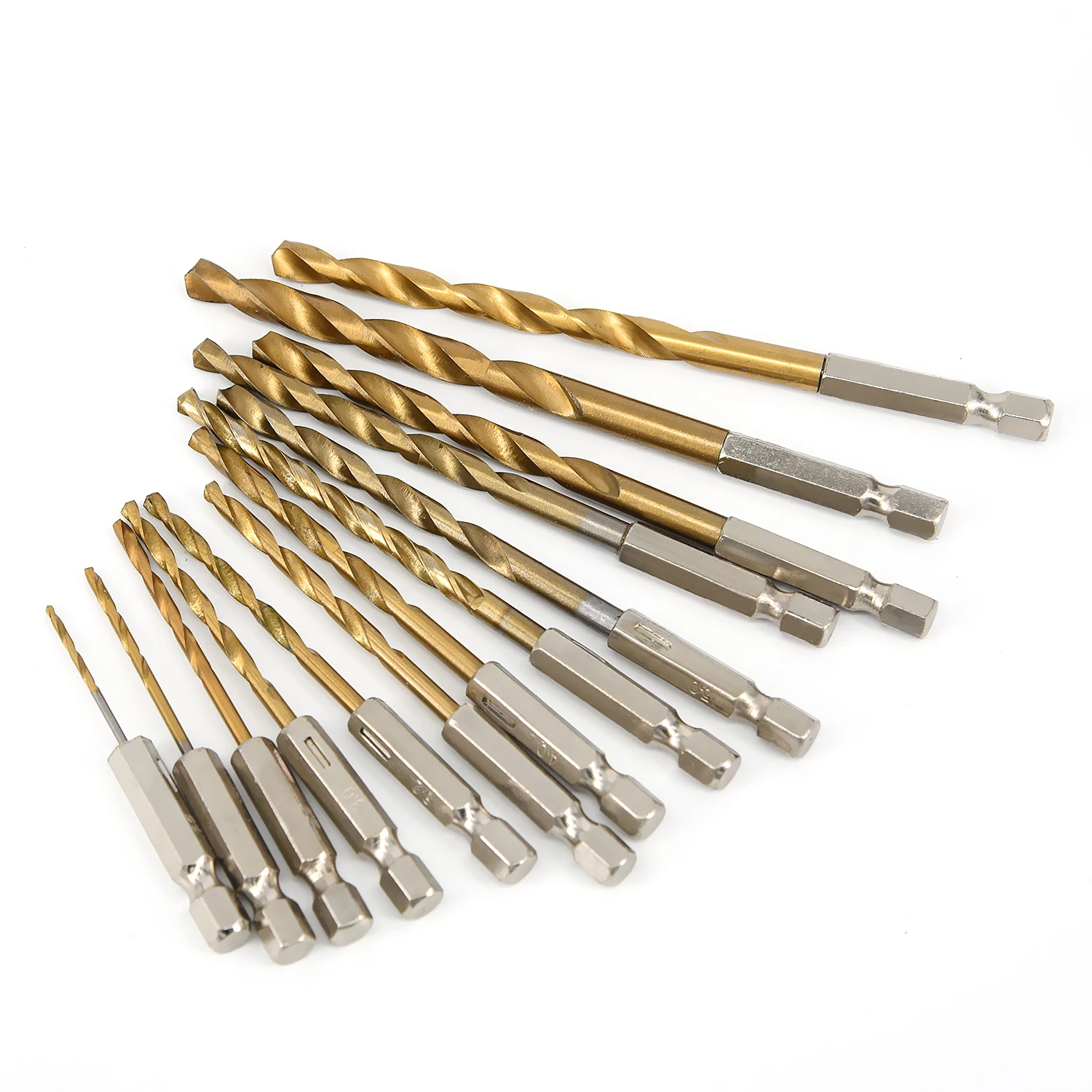 

13pcs/set Drill Bit Set Titanium Coated High Speed Steel Hex Shank Quick Change