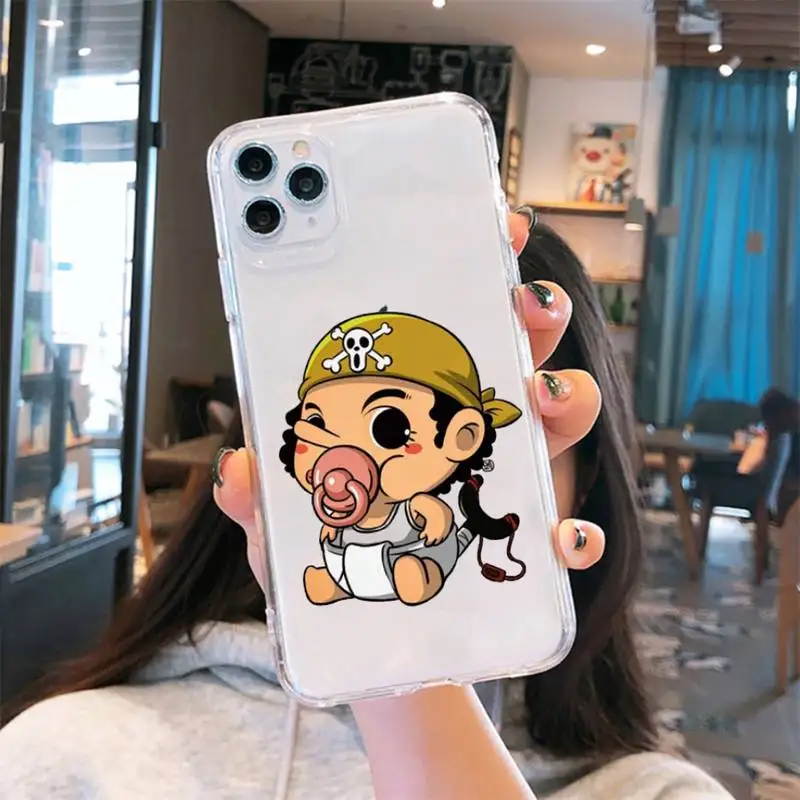 

one piece cute cartoon anime baby Phone Case Transparent soft For iphone 5 5s 5c se 6 6s 7 8 11 12 plus mini x xs xr pro max