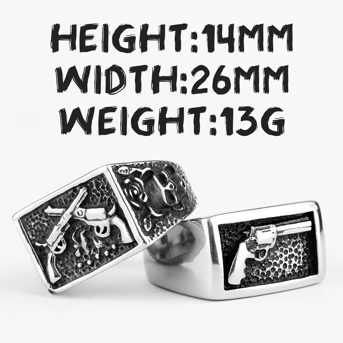 

Revolver Pistol Gun Square Stainless Steel Mens Rings Punk Hip Hop for Male Boyfriend Biker Jewelry Creativity Gift Wholesale