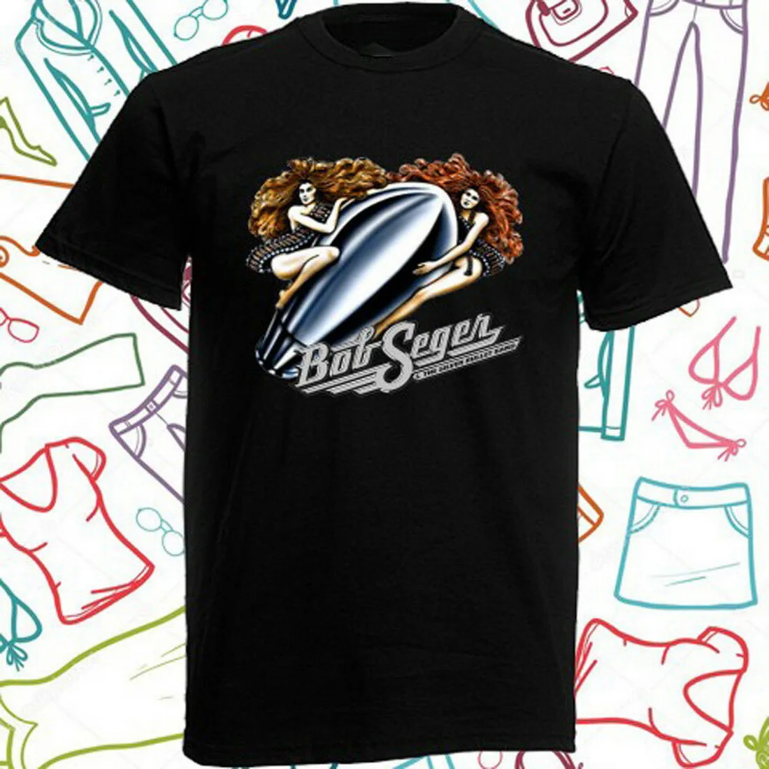 Мужские черные топы Bob Seger And The Silver Bullet футболка Размеры S-3XL 2xl 3xl 4xl 5xl | Мужская