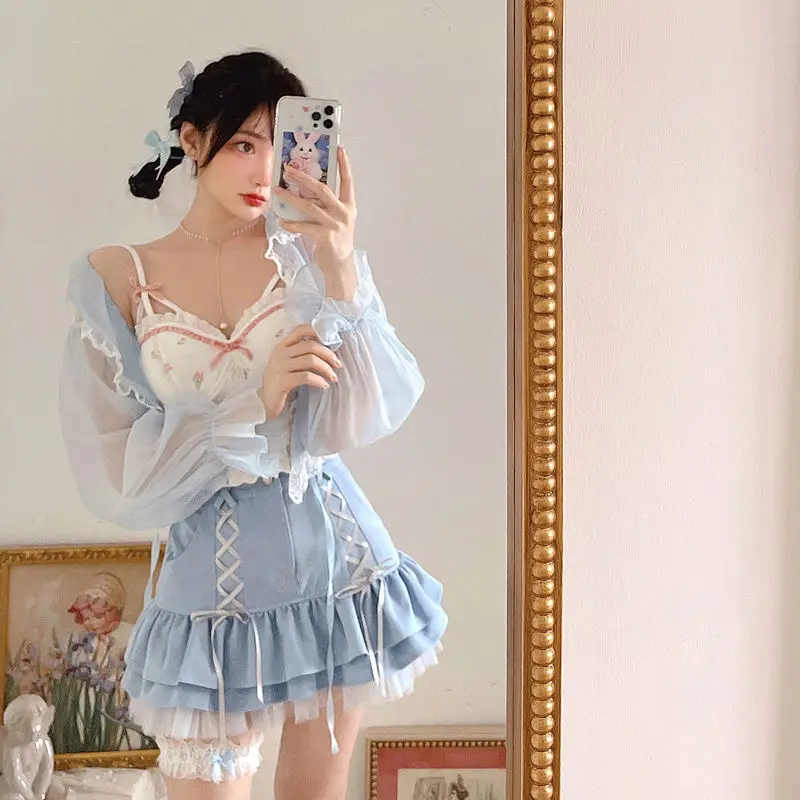 Женская Летняя Повседневная мини-юбка в японском стиле Kawaii дизайнерская