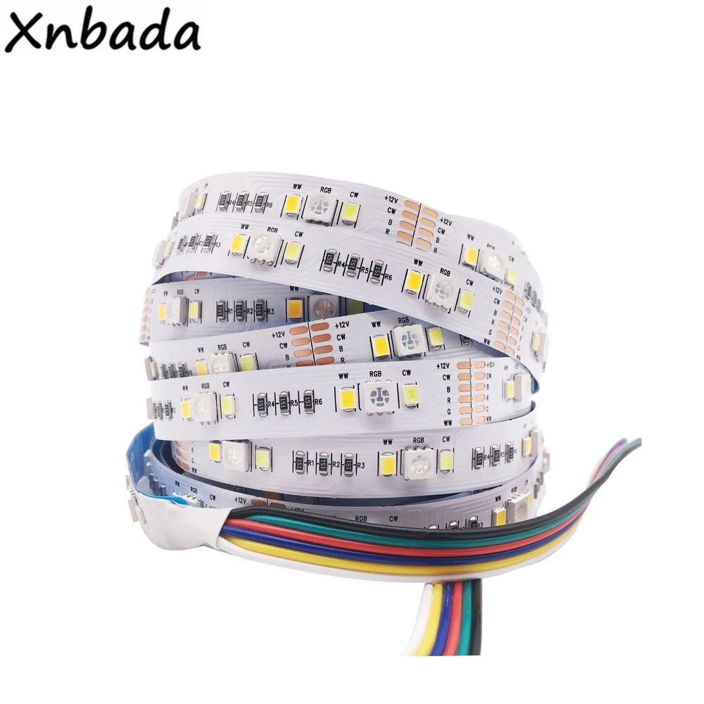 5 м в 1 Светодиодная лента RGB CCT SMD 5050 + 2835 холодный белый теплый ленсветильник 12 В