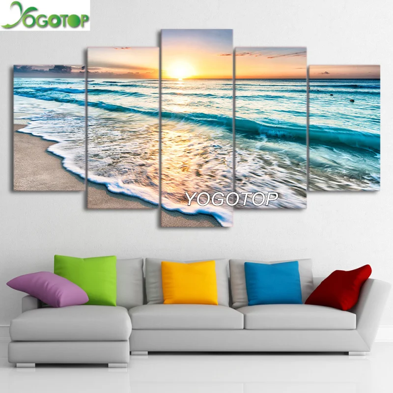 

Diy Diamond Painting cross-stitch 5 Pieces seascape sunset beach Landscape 5D Full Drill Mosaic Diamant Embroidery decor ML1287