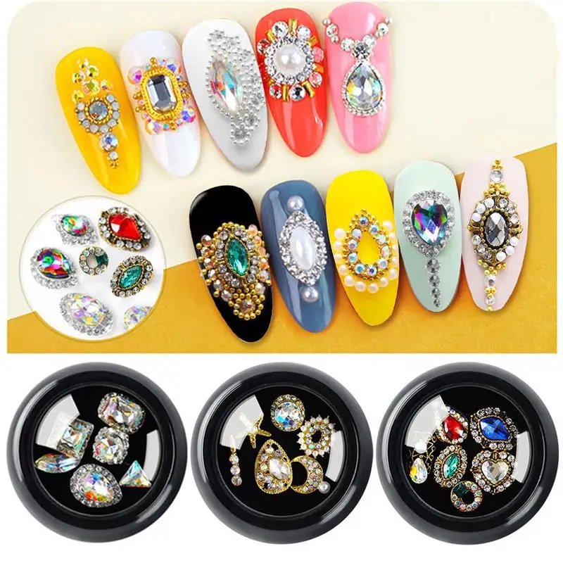 

8 Boxes Kapmore Retro Nail Art Rhinestone Creative DIY Nail Art Decoration Crystal Nail Art Jewelry Women DIY Manicure Tool