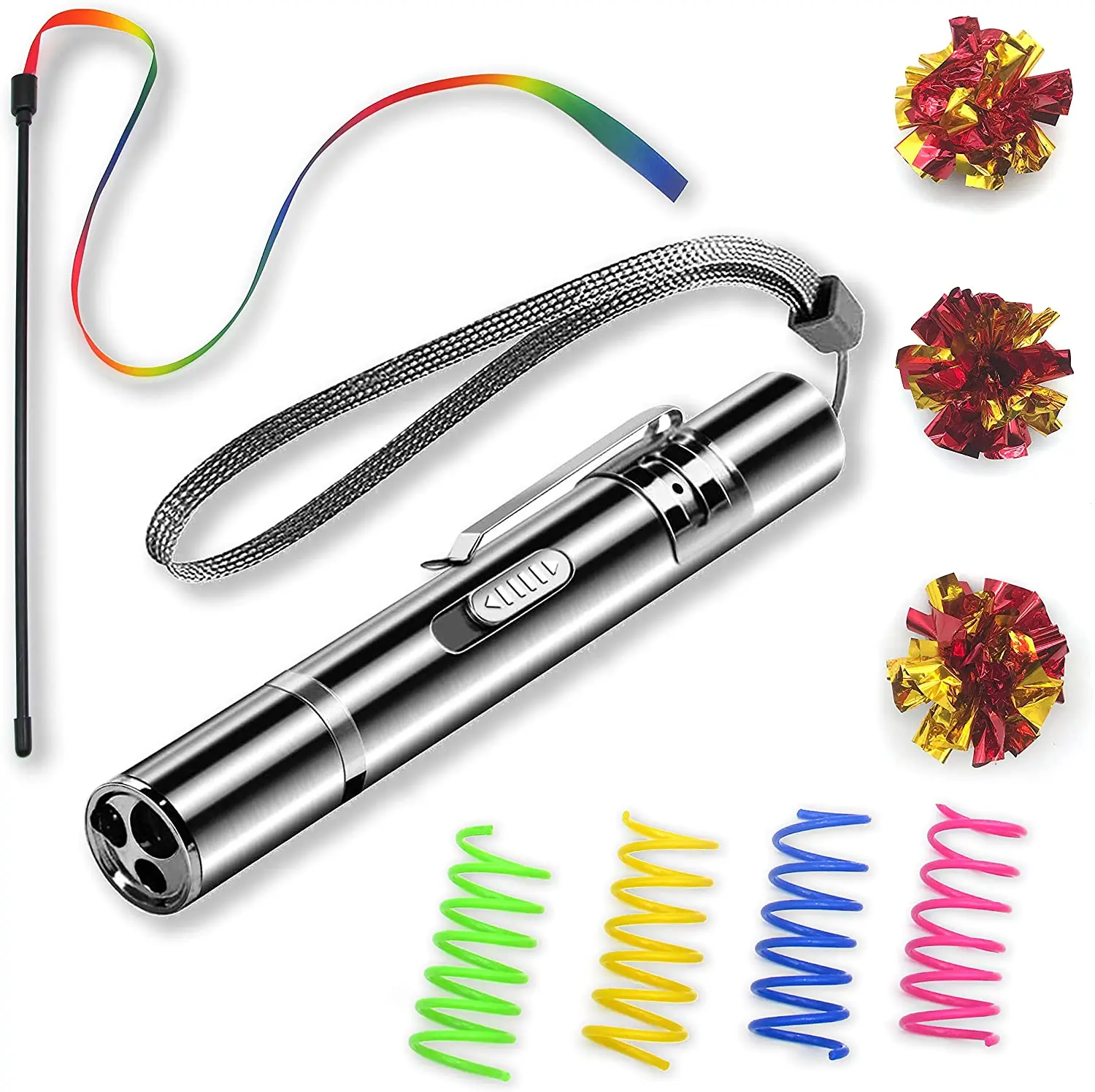 

FOR Cat Toys for Indoor Cats and Dogs 4 in 1, Multifunctional Cat Toys for Indoor Cats and Dogs, Cat Wand Rainbow Toy, Crinkle