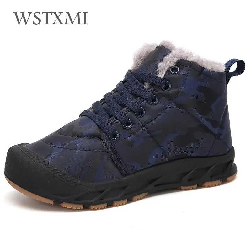 Зимние детские ботинки теплая зимняя обувь для мальчиков камуфляжные Модные