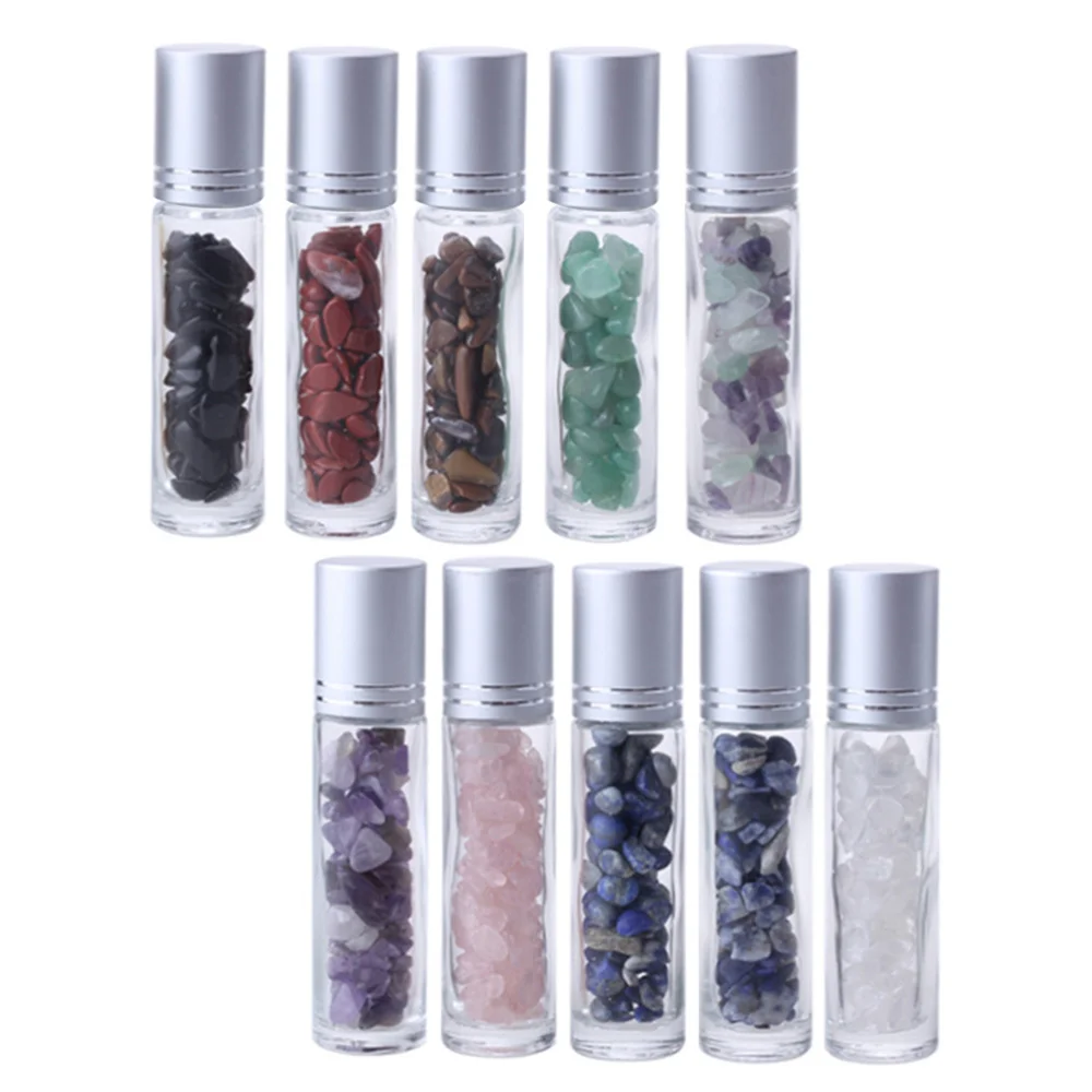 

10pcs Natural Semiprecious Stones Essential Oil Gemstone Roller Bottles
