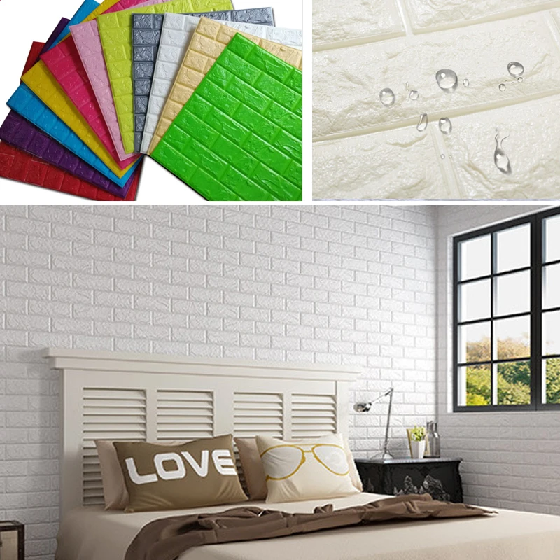 

Stereo brick wall stickers children room bedroom DIY decoration self-adhesive waterproof wallpaper home decoration bathroom new