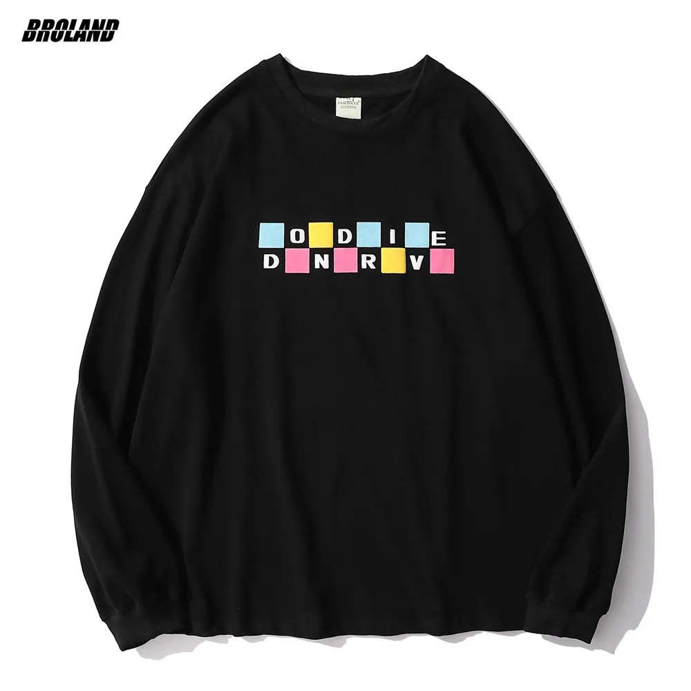 

Men's T-Shirt Full Sleeve Oversized Hip Hop Streetwear Cute Bear Print Harajuku Tshirt Autumn Cotton Casual T Shirt Clothing