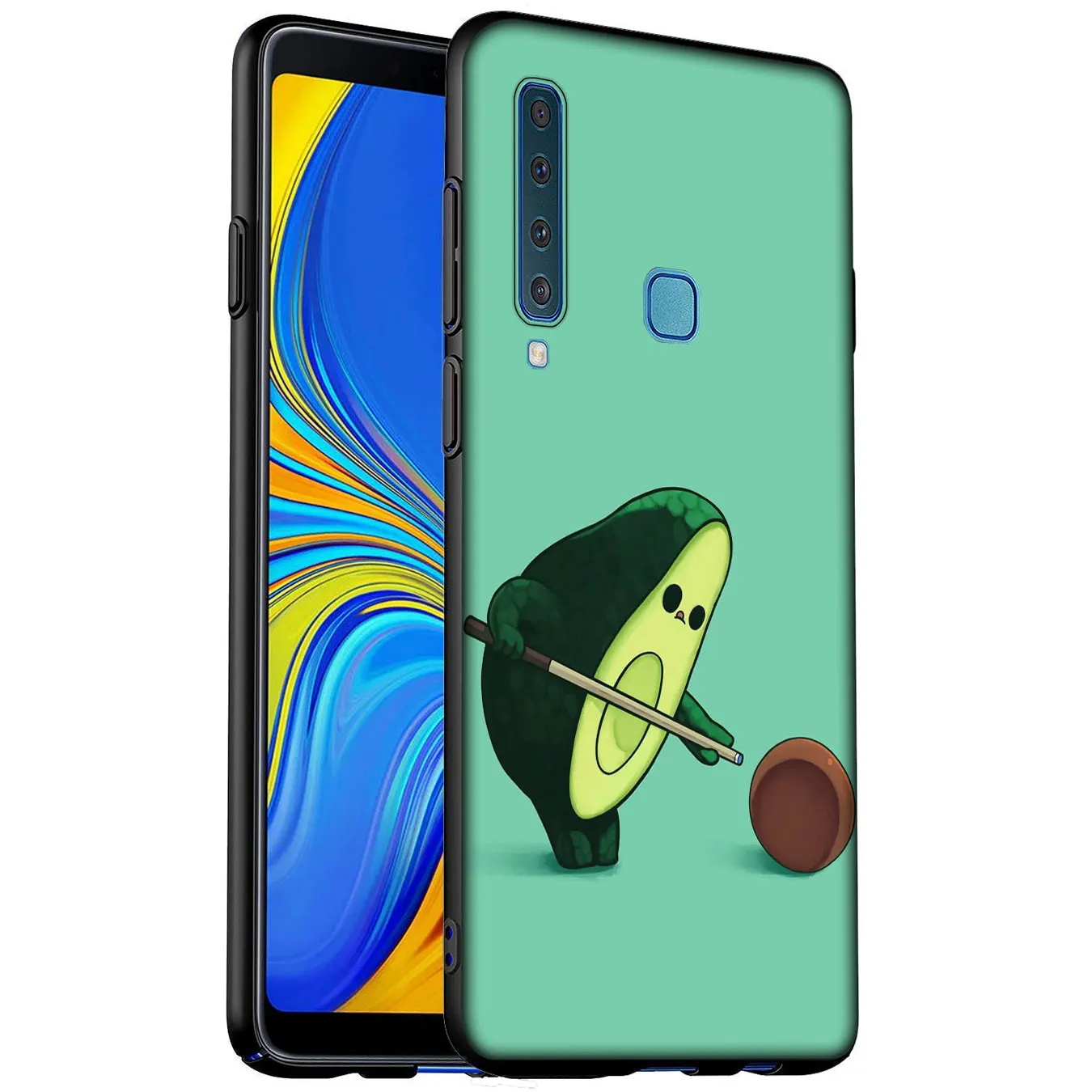 Cute avocado Art Print Black Soft Silicone Phone Case for Samsung Galaxy A6 A7 A8 A9 2018 A3 A5 2016 2017 Note 9 8 10 Plus |