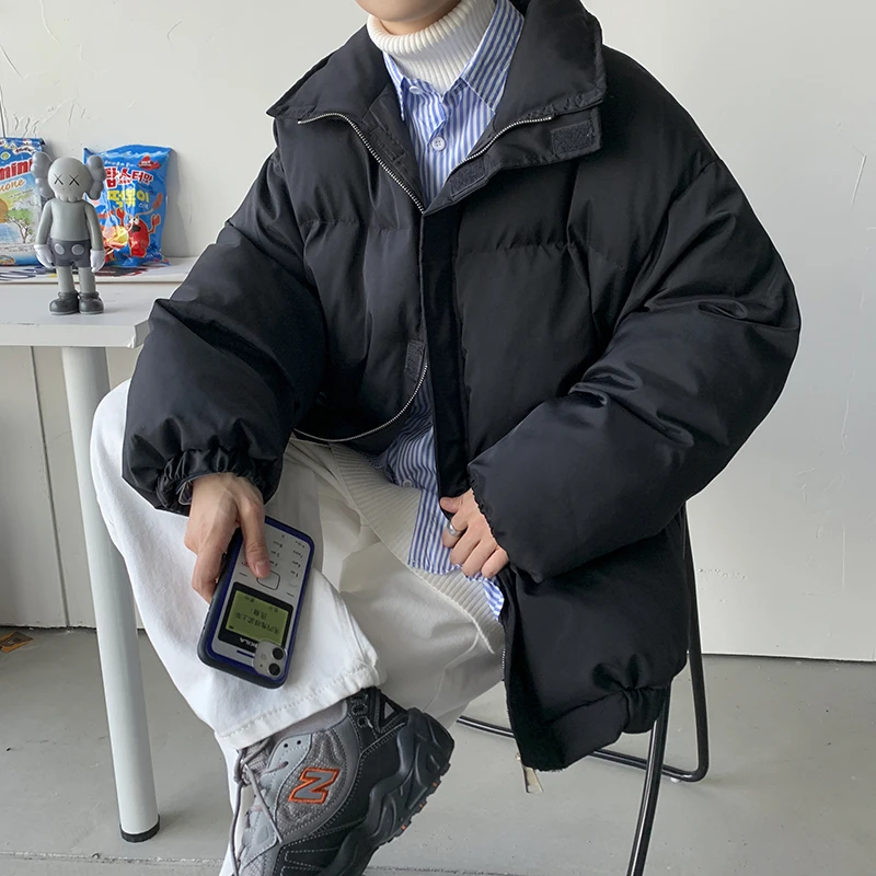 Winter Jacket Men Warm Fashion Casual Oversized Thick Jacket Men Korean Loose Short Coat Mens Black Blue Purple Parker Jackets