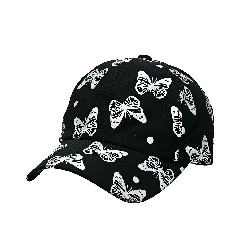 

Japanese art retro butterfly pattern baseball cap female tide outdoor sunscreen sun hat student sunshade duck tongue hat