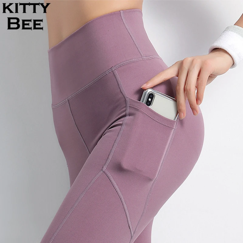 Штаны для йоги с карманами женская модель фитнеса тренировок эластичные