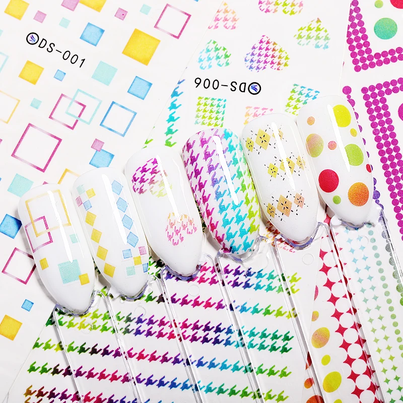 1 Лист наклейки для ногтей Переводные Водные Наклейки Смешанные узоры наклейка
