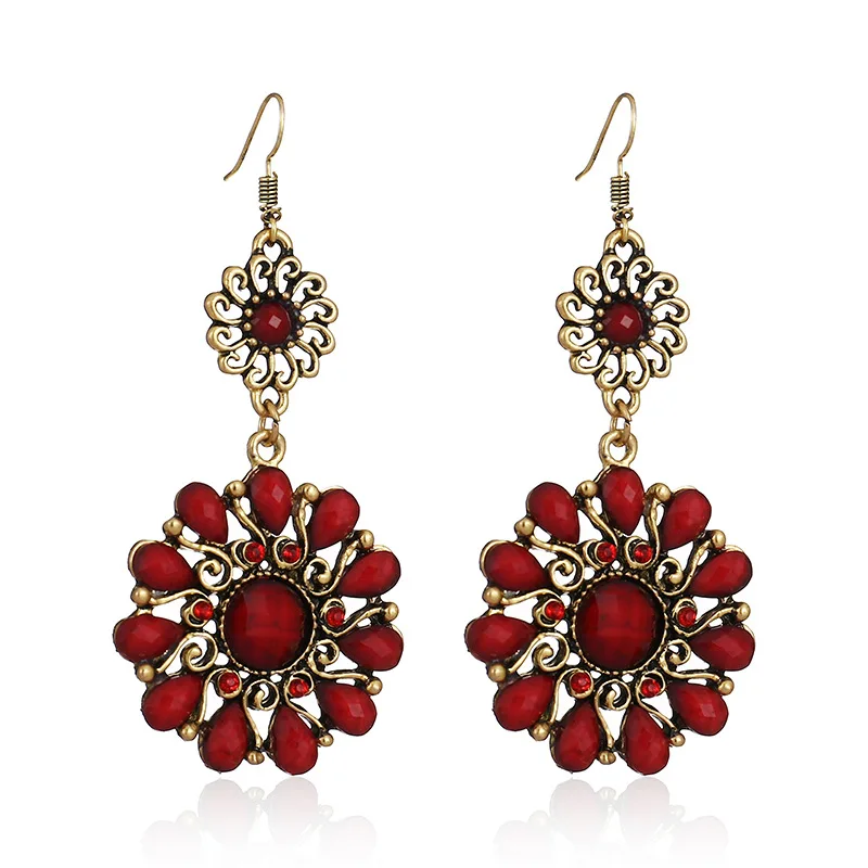 

20pcs Lot Retro Sun Flower Earings Bronze Inlay Sunflower Earings Jewelry Gifts DOMIL1611