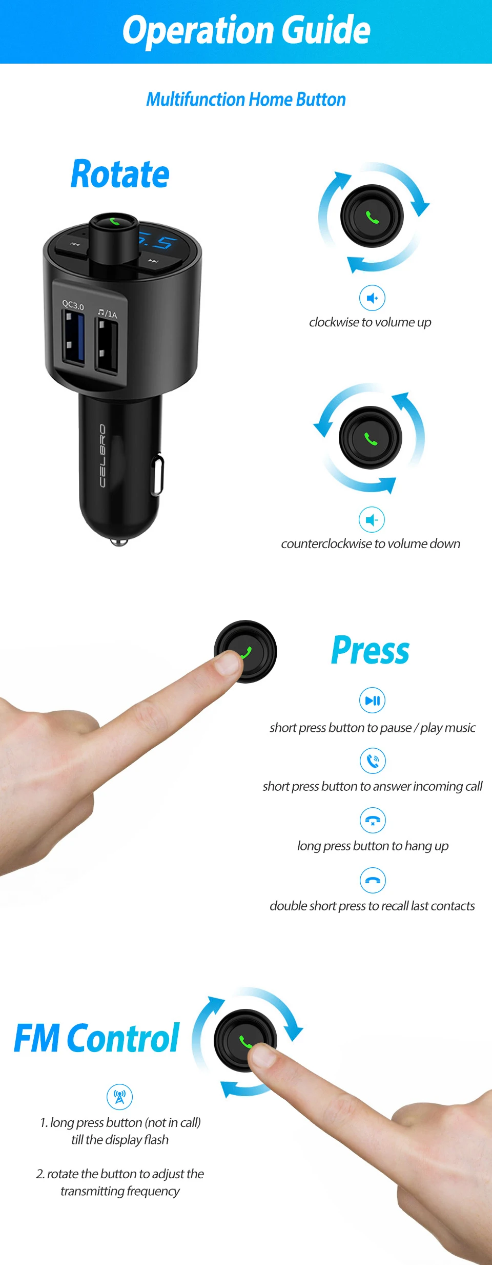 Bluetooth автомобильное зарядное устройство Handsfree автомобильный MP3 музыкальный плеер fm-передатчик модулятор двойное USB Автомобильное зарядное устройство Быстрая зарядка 3,0 QC 3,0 быстрая