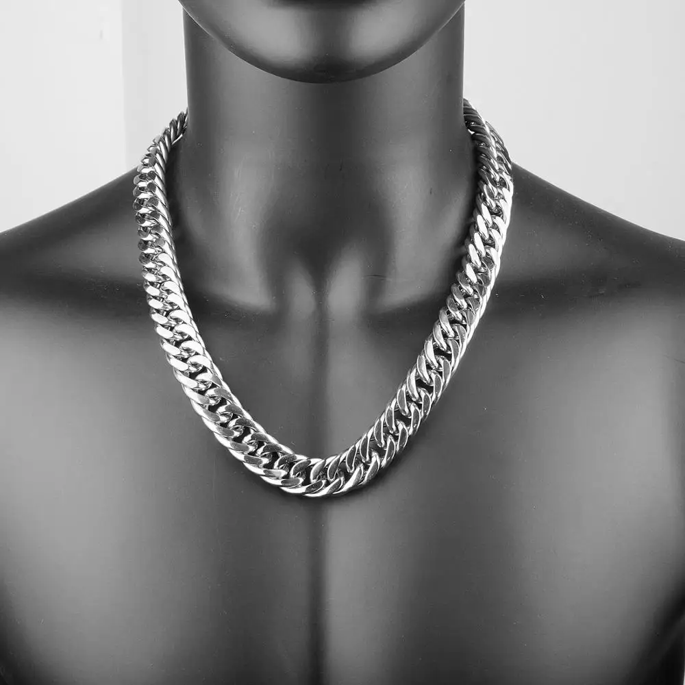 Tisnium 16 мм кубинской цепочка мужская чокер ожерелье подвеска тяжелый браслет из