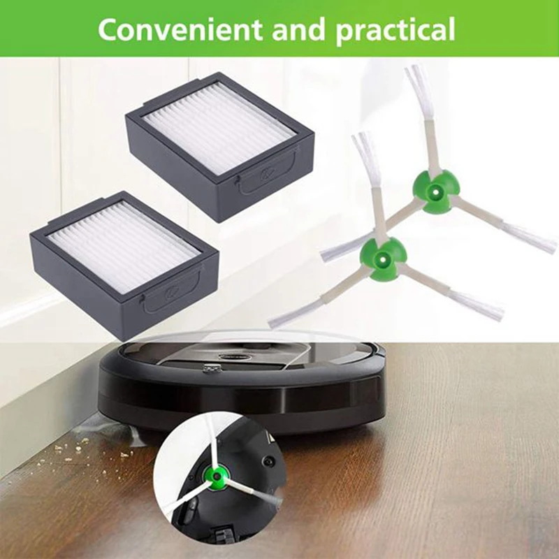 Replacement Parts Kit for IRobot Roomba I7 I7+ Plus Vacuum 10 High-Efficiency HEPA Filters & 5 Edge-Sweeping Side Brushes | Бытовая