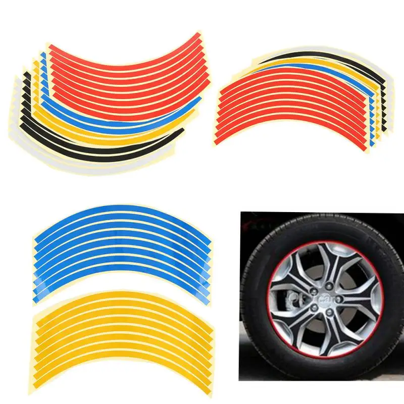 

10~20 Inch Wheel Styling Wheel Sticker Reflective Rim 8 Strips Tape Motorcycle Accessories 5 Colors Decals Wire Car