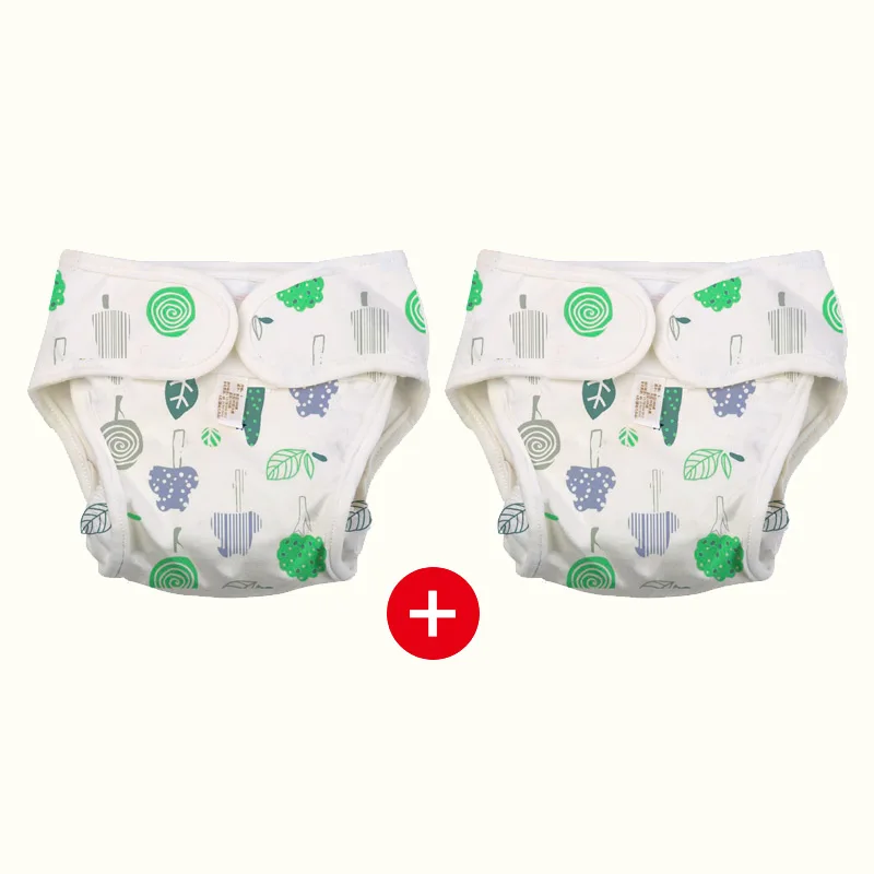 2PCS-Plants Herbabe 2 шт. детские штаны-подгузники 3 слоя милый новорожденных подгузники хлопок впитывающие подгузники для новорожденных Многоразовые - Цвет: 2PCS-Plants