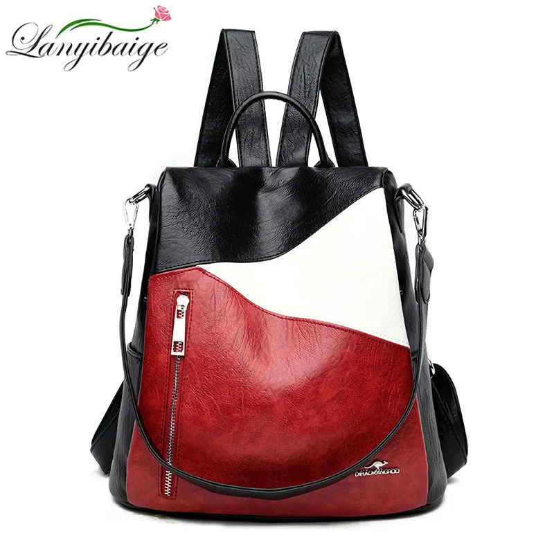 

Ladies Spring 2021 Casual Ladies Large Capacity Fashion Backpack Designer Handbag High Quality PU Leather School Bag