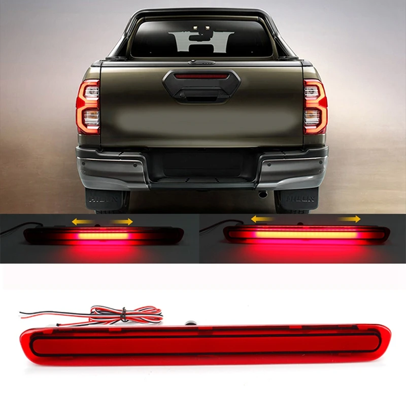 

Third 3Rd Brake Light, Dynamic LED Stop Lamp for Toyota Hilux Revo Vigo 2015 2016 2017 2018 2019 Rear Bumper Reflector