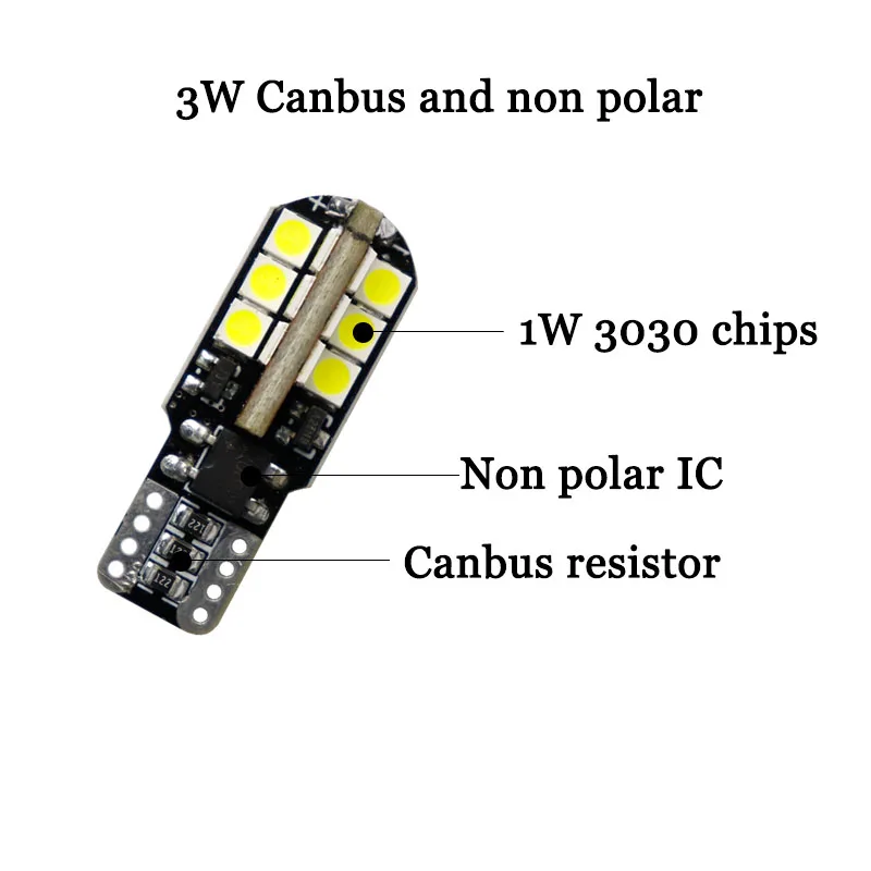 4 шт. 3 6 Вт T10 Canbus 24 SMD 1 3030 светодиодные безотказсветодиодный Неполярные фонарики