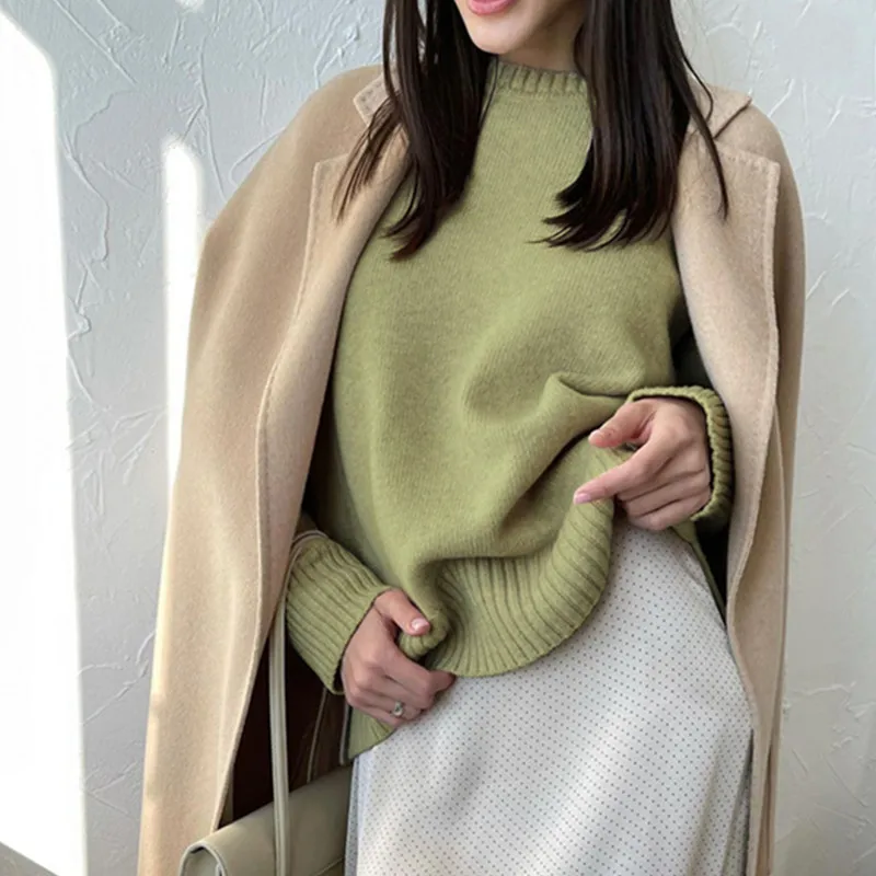 

Winter Warm Knitted Cashmere Sweaters Women Autumn Loose Solid Basic Pullovers Ladies Soft Casual Outwear Female Jumpers