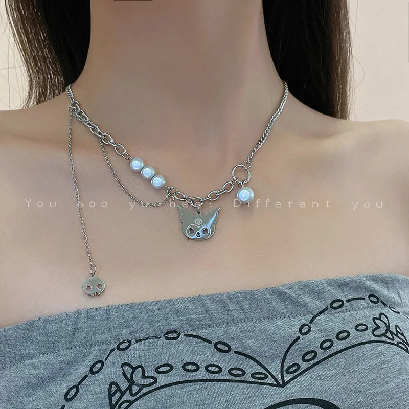 Kawaii Kuromi Cinnamoroll Sanrioes мультяшный кулон сшитое ожерелье персонализированное