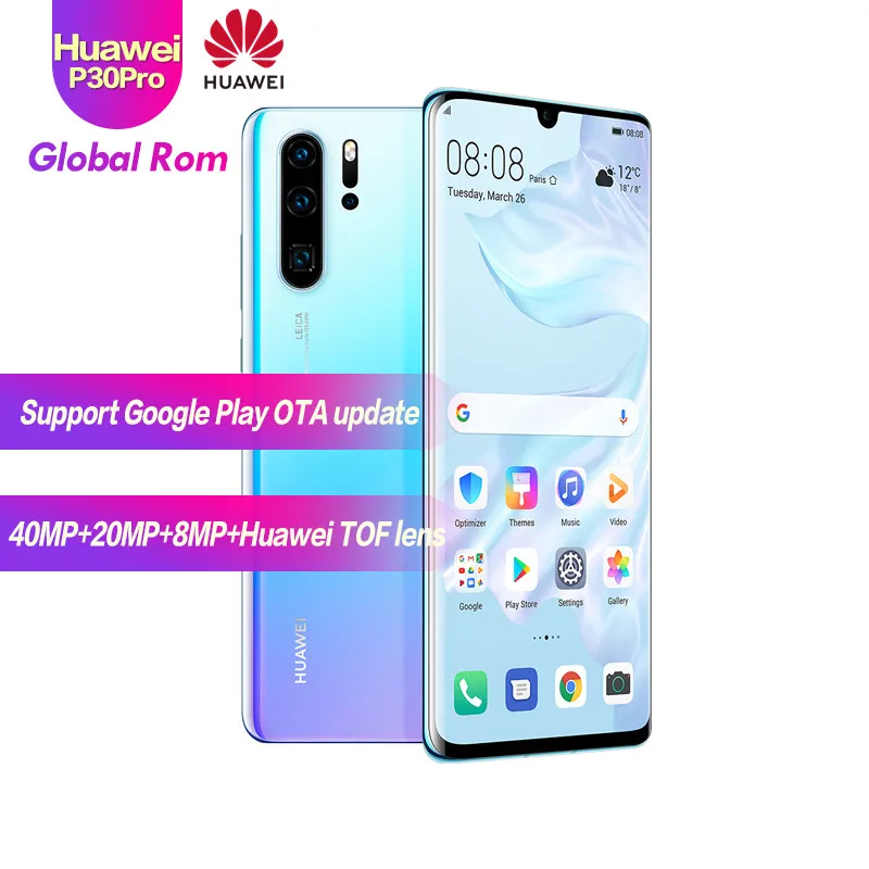 Глобальная версия оригинальный мобильный телефон Huawei P30 Pro 8 ГБ + 256 Kirin 980 Android 9 1 6 47