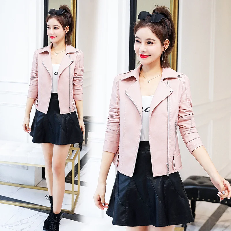 

Однотонное кожаное пальто Модная Молния Fly в Корейском стиле для взрослых