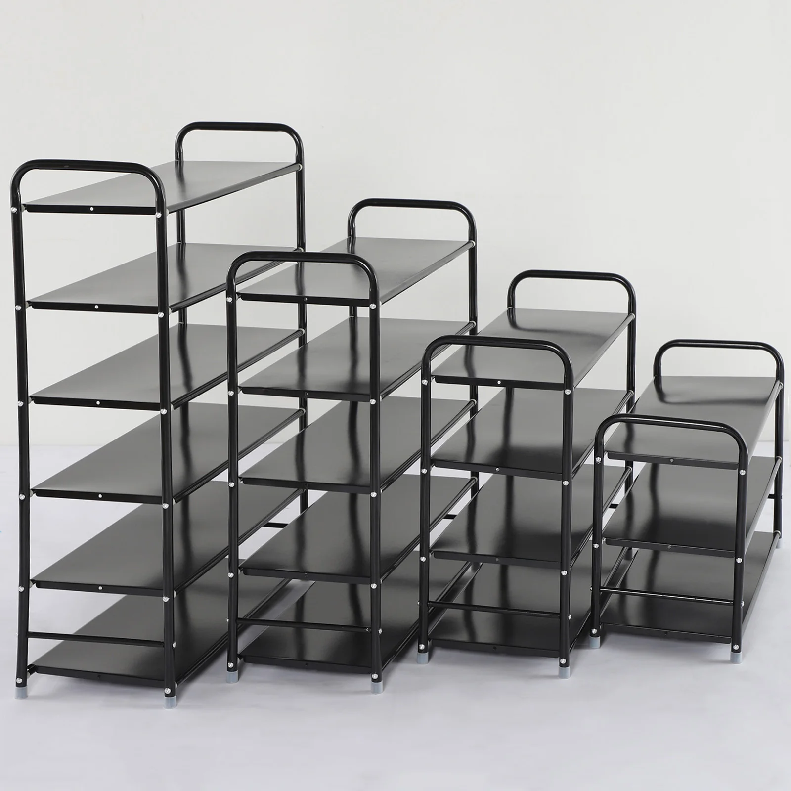 Стеллаж-органайзер для обуви CellDeal 6 уровней с ручкой чёрный современный домашний