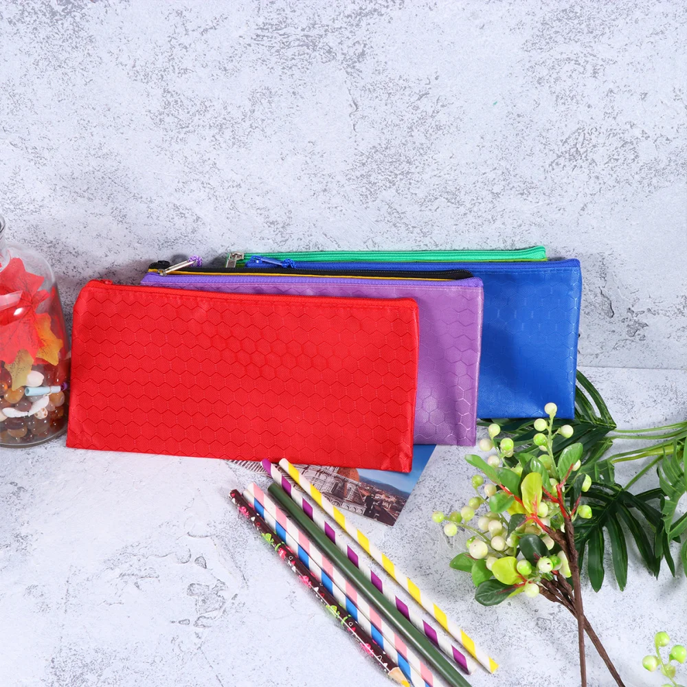 

6pcs Zipper File Bag Portable Office Stationery Bag Waterproof Pencil Bag Office School Supplies