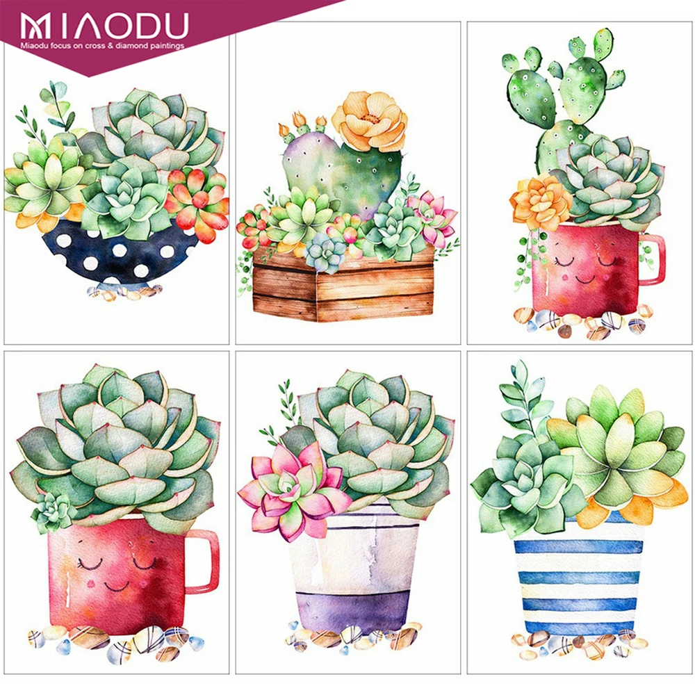 Miaodu 5D алмазная живопись сделай сам цветы вышивка кактус мозаика крестиком