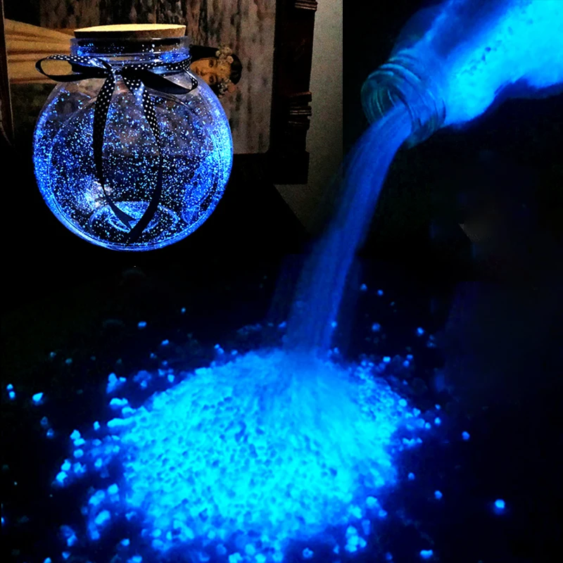 1ks světelný akvarijní písek záře v tmavém písku ornament dekorativní písková akvária dekorace kámen písku růžová, zlatá a modrá barva