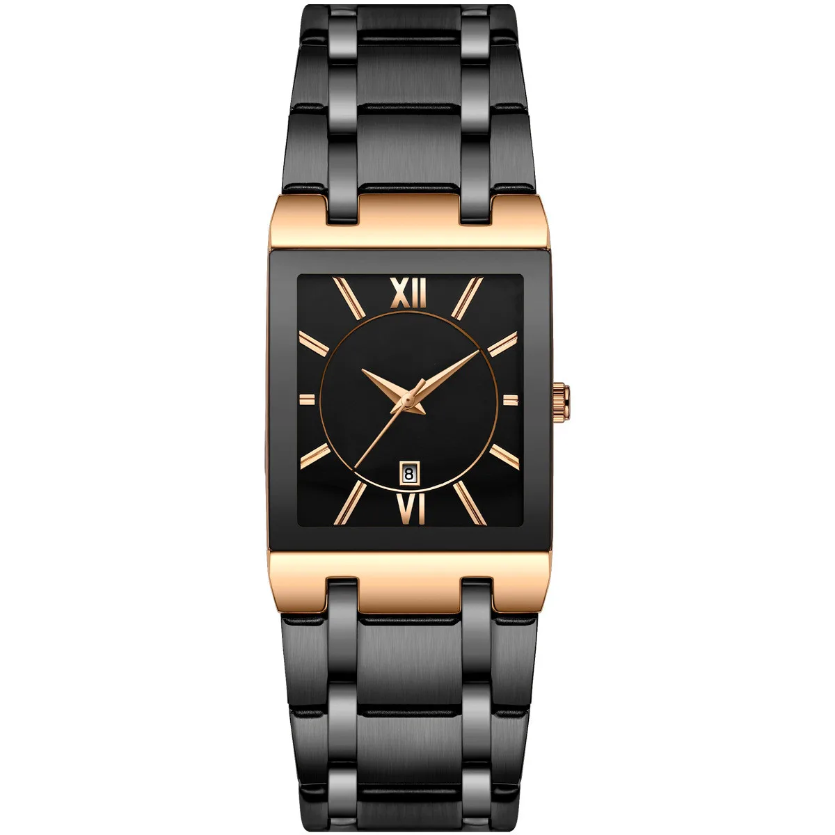 

High end new 2021 men's gold new steel band, waterproof quartz calendar men's watch, luxury business watch, businessman's father