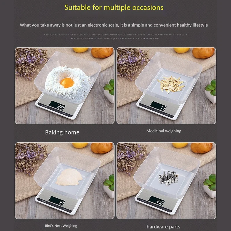 

Scale Digital Coffee Multifunction Kitchen Food Scale with Timer Temperature Probe LCD Display Green Backlight 10Kg/1G