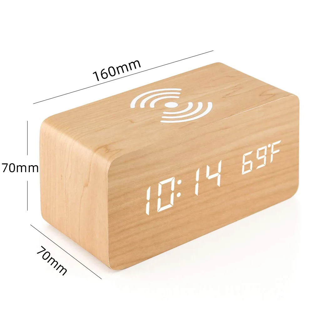

Wooden Digital Alarm Clock Led Table Voice Control Despertador Usb/AAA Powered Electronic Desktop Clocks Sound Control Function