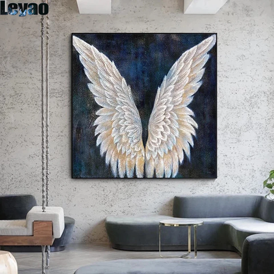 Абстрактная алмазная живопись с крыльями ангела и перьями современные наборы
