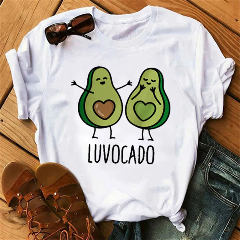 

Avocado Print Casual Harajuku Women T-Shirt Summer Short Sleeve Tees Casual Round Neck Clothes Femme Tops Shirts,Drop Shipping