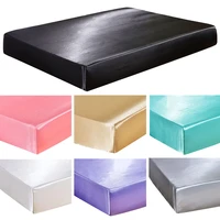 solid 7 color elastic mattress protector satin silk fitted sheet bedspread black ice bedding luxury summer mattress covers