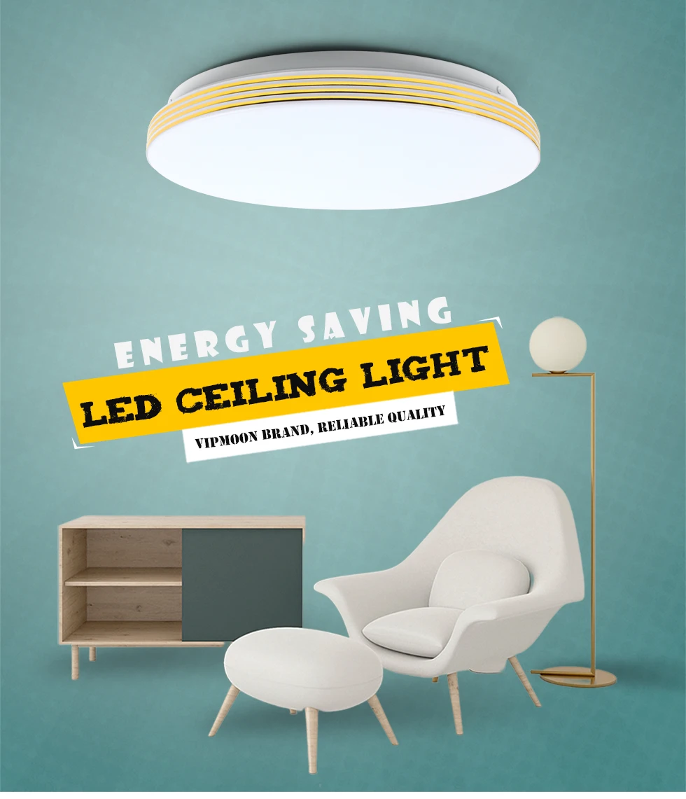 

VIPMOON Ultra Thin Home LED Ceiling Lamps Library Foyer Daily Lighting 12W 18W 24W 36W Energy Saving Hallway Bathroom Balcony