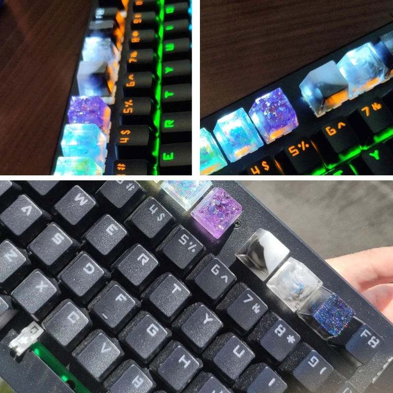 

Handmade Customized OEM R4 Profile Resin Keycap for cherry MX Switches Mechanical Keyboard RGB Translucent Resin Keycap
