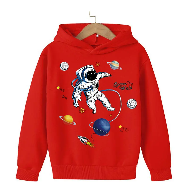 

New Astronaut Solid color Hip Hop Kids Loose Hoodie Pop Solid color Hoodie Boys/girls cute Casual Sports Black and blue hoodie
