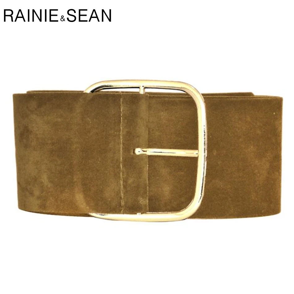 Ремень RAINIE SEAN замшевый Женский широкий пояс для платьев черный армейский зеленый