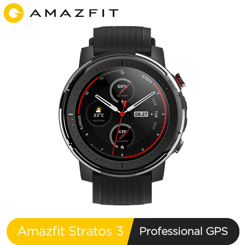 В наличии Новый Amazfit Stratos 3 Смарт-часы GPS 5ATM работы при прослушивании музыки по