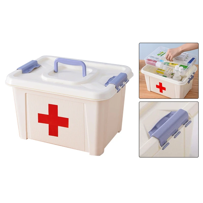 

Portable First Aid Kit Medicine Storage Box Multi-Functional Family Emergency Kit Box With Handle Medicine Chest